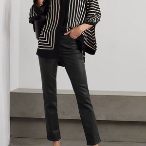 PAIGE Cindy Cropped High-Rise Coated Straight-leg Jeans